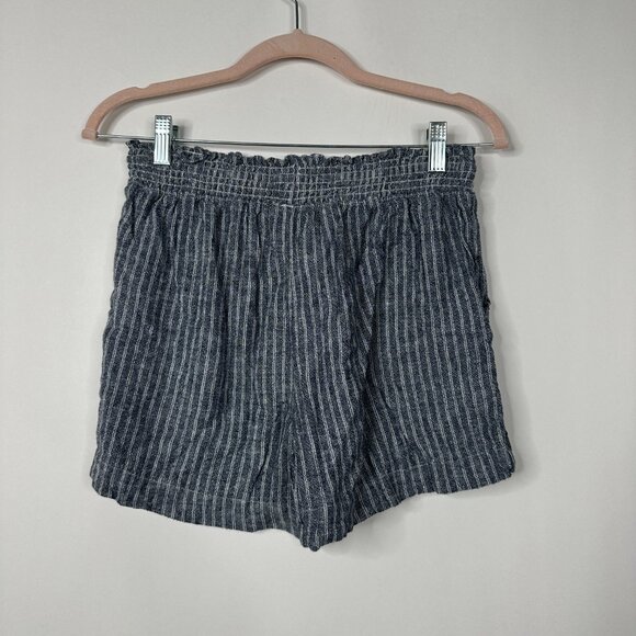 2/$24 Time and Tru Linen Blend Shorts with Smocked Waist Navy Stripe #A0326 TRB2 - Picture 9 of 13